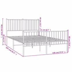 vidaXL Metal Bed Frame with Headboard Bedroom Metal Platform Bed Base Bedstead - 140 x 200 cm, with headboard & footboard - Additional view 9