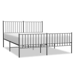 vidaXL Metal Bed Frame with Headboard Bedroom Metal Platform Bed Base Bedstead - 160 x 200 cm, with headboard & footboard