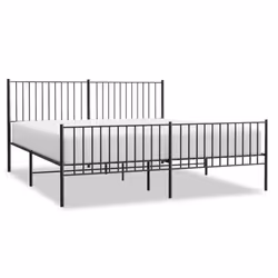 vidaXL Metal Bed Frame with Headboard Bedroom Metal Platform Bed Base Bedstead - 183 x 213 cm, with headboard & footboard - Additional view 2