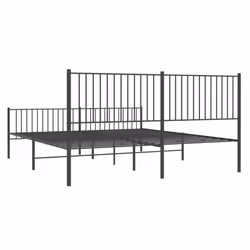 vidaXL Metal Bed Frame with Headboard Bedroom Metal Platform Bed Base Bedstead - 193 x 203 cm, with headboard & footboard - Additional view 7