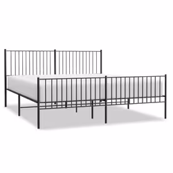 vidaXL Metal Bed Frame with Headboard Bedroom Metal Platform Bed Base Bedstead - 200 x 200 cm, with headboard & footboard - Additional view 3