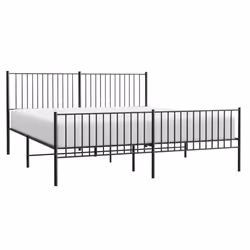 vidaXL Metal Bed Frame with Headboard Bedroom Metal Platform Bed Base Bedstead - 200 x 200 cm, with headboard & footboard - Additional view 4