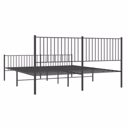 vidaXL Metal Bed Frame with Headboard Bedroom Metal Platform Bed Base Bedstead - 200 x 200 cm, with headboard & footboard - Additional view 7