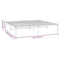 vidaXL Metal Bed Frame with Headboard Bedroom Metal Platform Bed Base Bedstead - 180 x 200 cm, without headboard - Additional view 8