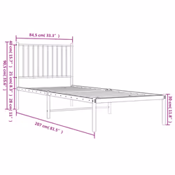 vidaXL Metal Bed Frame with Headboard Bedroom Metal Platform Bed Base Bedstead - 80 x 200 cm, with headboard - Additional view 8