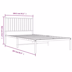 vidaXL Metal Bed Frame with Headboard Bedroom Metal Platform Bed Base Bedstead - 100 x 200 cm, with headboard - Additional view 3