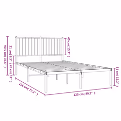 vidaXL Metal Bed Frame with Headboard Bedroom Metal Platform Bed Base Bedstead - 207 x 125 x 90.5 cm, with headboard - Additional view 6