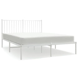 vidaXL Metal Bed Frame with Headboard Bedroom Metal Platform Bed Base Bedstead - 196 x 146 x 90.5 cm, with headboard