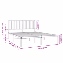 vidaXL Metal Bed Frame with Headboard Bedroom Metal Platform Bed Base Bedstead - 196 x 146 x 90.5 cm, with headboard