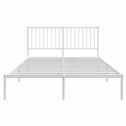 vidaXL Metal Bed Frame with Headboard Bedroom Metal Platform Bed Base Bedstead - 196 x 146 x 90.5 cm, with headboard