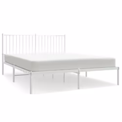 vidaXL Metal Bed Frame with Headboard Bedroom Metal Platform Bed Base Bedstead - 207 x 156 x 90.5 cm, with headboard