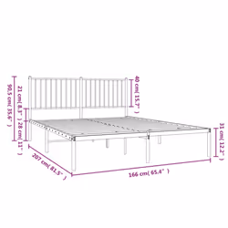 vidaXL Metal Bed Frame with Headboard Bedroom Metal Platform Bed Base Bedstead - 207 x 166 x 90.5 cm, with headboard - Additional view 5