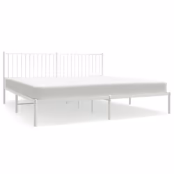 vidaXL Metal Bed Frame with Headboard Bedroom Metal Platform Bed Base Bedstead - 207 x 198 x 90.5 cm, with headboard