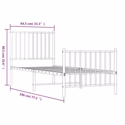 vidaXL Metal Bed Frame with Headboard Bedroom Metal Platform Bed Base Bedstead - 207 x 84.5 x 90.5 cm, with headboard & footboard - Additional view 8