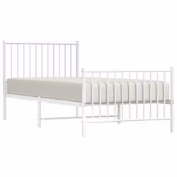 vidaXL Metal Bed Frame with Headboard Bedroom Metal Platform Bed Base Bedstead - 207 x 95 x 90.5 cm, with headboard & footboard - Additional view 2