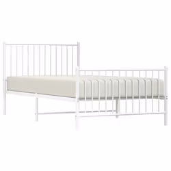 vidaXL Metal Bed Frame with Headboard Bedroom Metal Platform Bed Base Bedstead - 207 x 104.5 x 90.5 cm, with headboard & footboard - Additional view 4