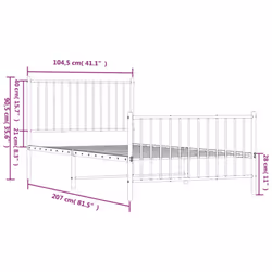 vidaXL Metal Bed Frame with Headboard Bedroom Metal Platform Bed Base Bedstead - 207 x 104.5 x 90.5 cm, with headboard & footboard - Additional view 5