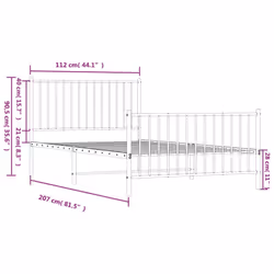 vidaXL Metal Bed Frame with Headboard Bedroom Metal Platform Bed Base Bedstead - 207 x 112 x 90.5 cm, with headboard & footboard - Additional view 9
