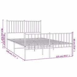 vidaXL Metal Bed Frame with Headboard Bedroom Metal Platform Bed Base Bedstead - 120 x 190 cm, with headboard & footboard - Additional view 3