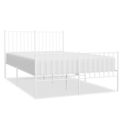 vidaXL Metal Bed Frame with Headboard Bedroom Metal Platform Bed Base Bedstead - 120 x 200 cm, with headboard & footboard