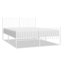 vidaXL Metal Bed Frame with Headboard Bedroom Metal Platform Bed Base Bedstead - 150 x 200 cm, with headboard & footboard