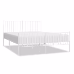 vidaXL Metal Bed Frame with Headboard Bedroom Metal Platform Bed Base Bedstead - 150 x 200 cm, with headboard & footboard