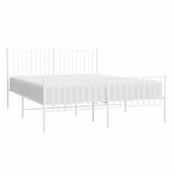 vidaXL Metal Bed Frame with Headboard Bedroom Metal Platform Bed Base Bedstead - 160 x 200 cm, with headboard & footboard - Additional view 3