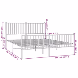 vidaXL Metal Bed Frame with Headboard Bedroom Metal Platform Bed Base Bedstead - 160 x 200 cm, with headboard & footboard - Additional view 4