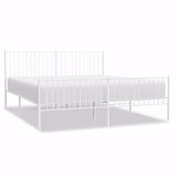 vidaXL Metal Bed Frame with Headboard Bedroom Metal Platform Bed Base Bedstead - 183 x 213 cm, with headboard & footboard