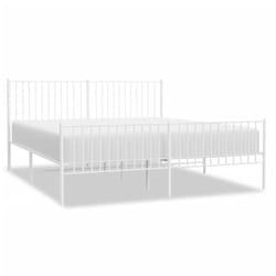 vidaXL Metal Bed Frame with Headboard Bedroom Metal Platform Bed Base Bedstead - 183 x 213 cm, with headboard & footboard