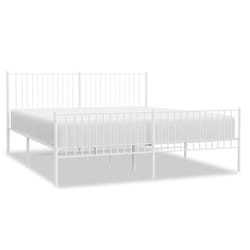 vidaXL Metal Bed Frame with Headboard Bedroom Metal Platform Bed Base Bedstead - 193 x 203 cm, with headboard & footboard