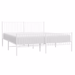 vidaXL Metal Bed Frame with Headboard Bedroom Metal Platform Bed Base Bedstead - 200 x 200 cm, with headboard & footboard - Additional view 4