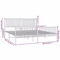 vidaXL Metal Bed Frame with Headboard Bedroom Metal Platform Bed Base Bedstead - 200 x 200 cm, with headboard & footboard - Additional view 5