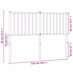 vidaXL Metal Headboard Bed Header Bedroom Furniture Decor Metal Bed Headboard - white, 125 x 3 x 90 cm - Additional view 3