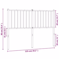 vidaXL Metal Headboard Bed Header Bedroom Furniture Decor Metal Bed Headboard - white, 125 x 3 x 90 cm - Additional view 7