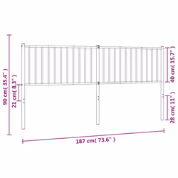 vidaXL Metal Headboard Bed Header Bedroom Furniture Decor Metal Bed Headboard - white, 187 x 3 x 90 cm - Additional view 5