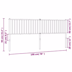 vidaXL Metal Headboard Bed Header Bedroom Furniture Decor Metal Bed Headboard - white, 198 x 3 x 90 cm - Additional view 4