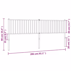 vidaXL Metal Headboard Bed Header Bedroom Furniture Decor Metal Bed Headboard - white, 206 x 3 x 90 cm - Additional view 6