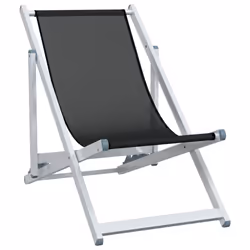 vidaXL Folding Beach Chairs Garden Chair 2 pcs Black Aluminium and Textilene