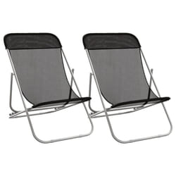 vidaXL Folding Beach Chairs Lounger 2 pcs Textilene and Powder-coated Steel - black