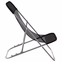 vidaXL Folding Beach Chairs Lounger 2 pcs Textilene and Powder-coated Steel - black - Additional view 5