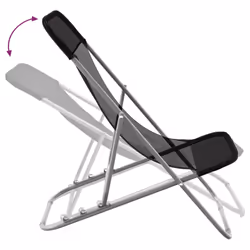 vidaXL Folding Beach Chairs Lounger 2 pcs Textilene and Powder-coated Steel - black - Additional view 6