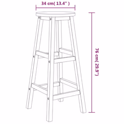 vidaXL Solid Wood Acacia Bar Set Garden Outdoor Wooden Bistro Table and Chair - Bar stools with round seat, 4 piece - Additional view 10