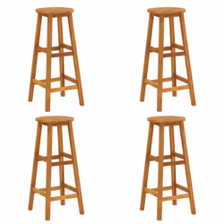 vidaXL Solid Wood Acacia Bar Set Garden Outdoor Wooden Bistro Table and Chair - Bar stools with round seat, 4 piece - Additional view 4