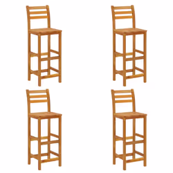 vidaXL Solid Wood Acacia Bar Set Garden Outdoor Wooden Bistro Table and Chair - Bar chairs with backrest, 4 piece - Additional view 4