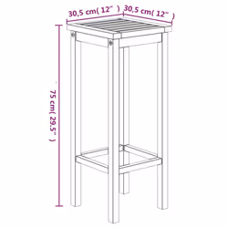 vidaXL Solid Wood Acacia Bar Set Garden Outdoor Wooden Bistro Table and Chair - Bar stools with square seat, 4 piece - Additional view 10
