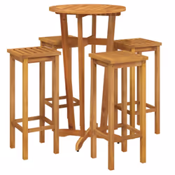 vidaXL Solid Wood Acacia Bar Set Garden Outdoor Wooden Bistro Table and Chair - Bar stools with square seat, 4 piece - Additional view 2