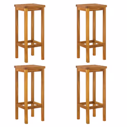 vidaXL Solid Wood Acacia Bar Set Garden Outdoor Wooden Bistro Table and Chair - Bar stools with square seat, 4 piece - Additional view 4