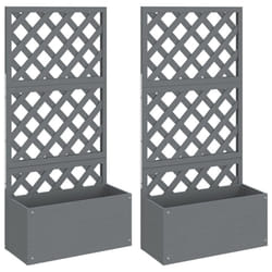 vidaXL Trellis Planter Outdoor Flower Box Garden Raised Bed Plant Pot WPC - grey