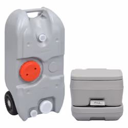 vidaXL Portable Camping Toilet and Water Tank Set Mobile Toilet Camping Potty - grey, 37.5 x 23 x 80 cm + 41.5 x 36.5 x 30 cm